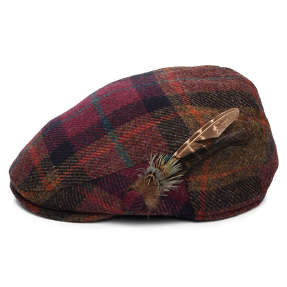 Gorra plana pluma de lana británica Tela escocesa para mujeres de Failsworth - Ciruela-Multi