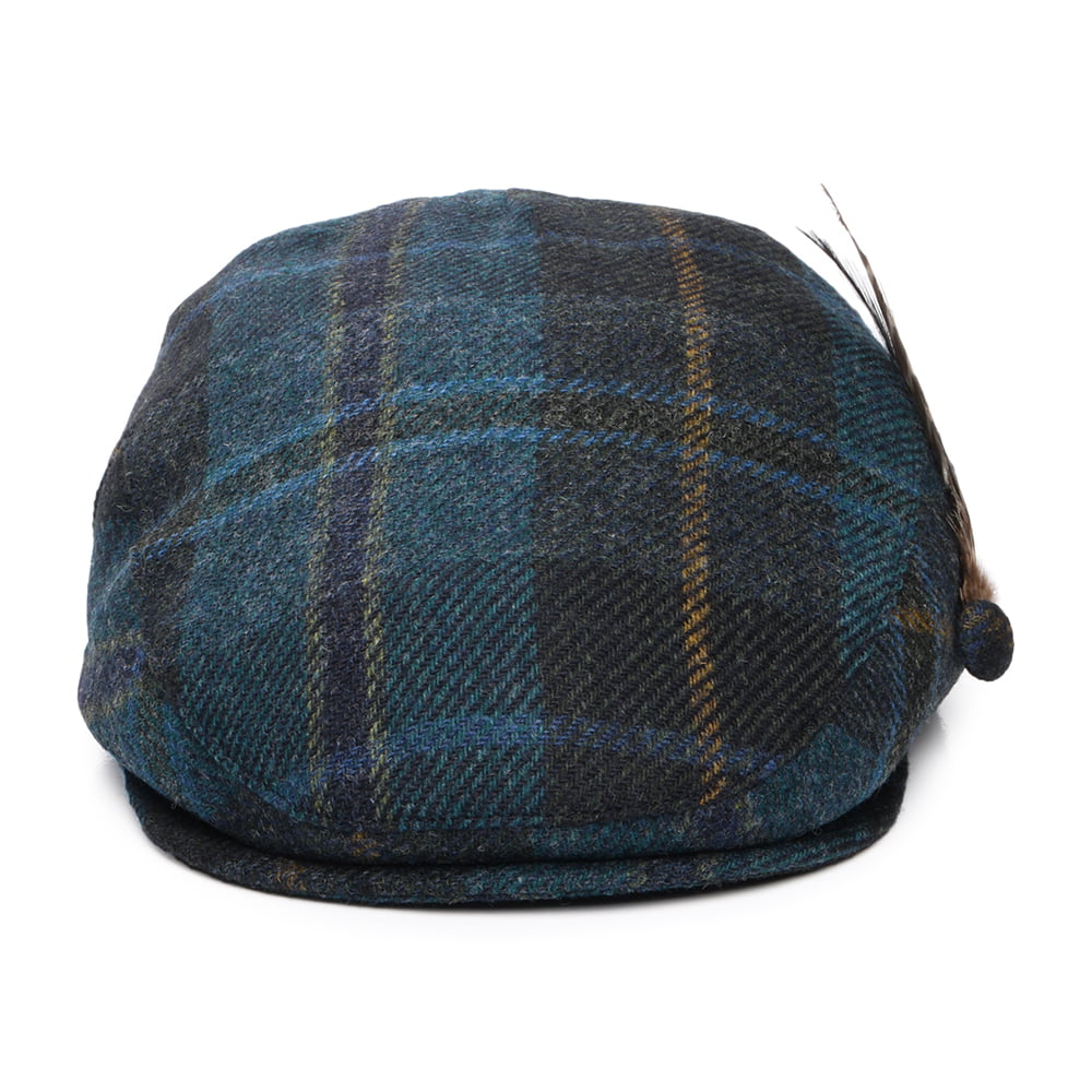 Gorra plana pluma de lana británica Tela escocesa para mujeres de Failsworth - Azul Turquesa-Multi