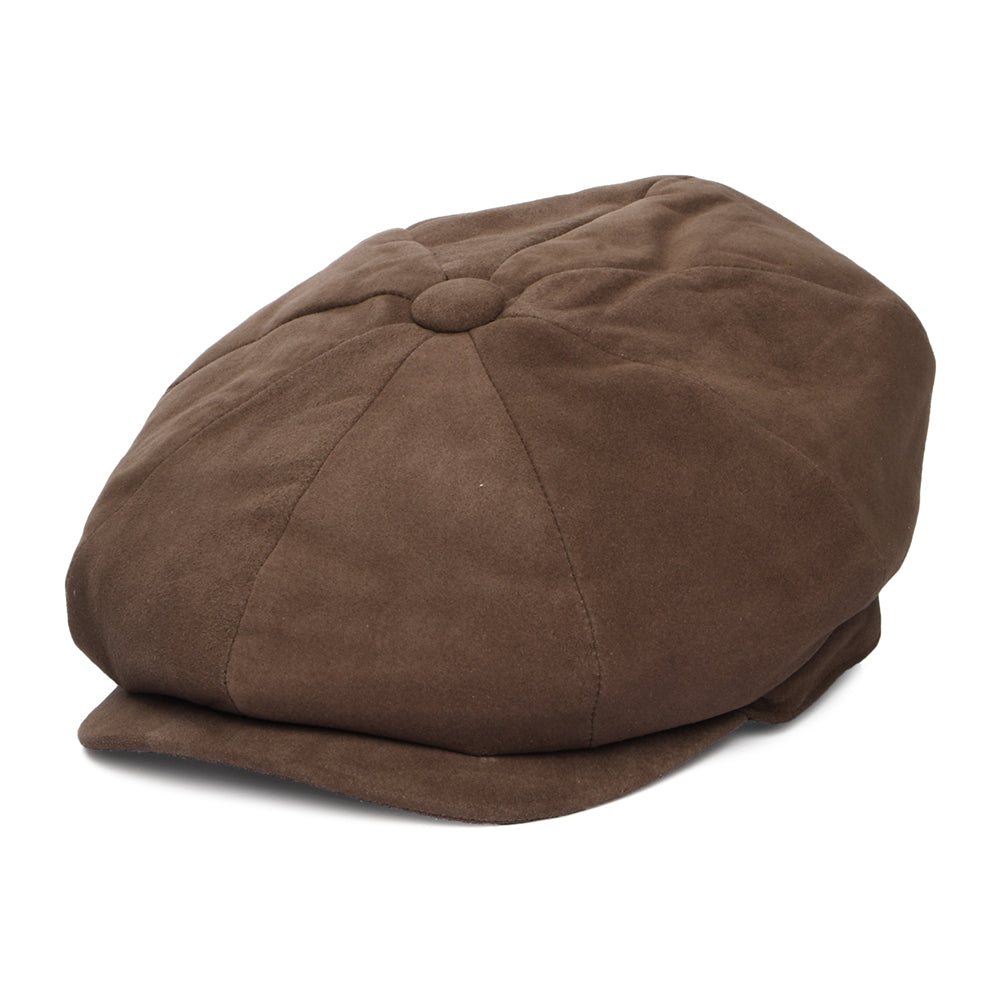 Gorra Newsboy redonda Gatsby de gamuza de Denton - Marrón Oscuro