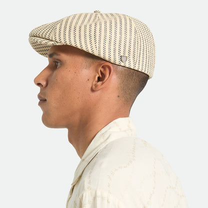 Gorra Newsboy redonda Brood ligera de paja de Brixton - Natural-Negro