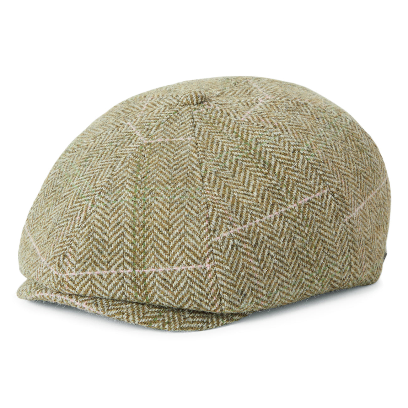 Gorra Newsboy redonda Brood ligera diseño de espiga de Brixton - Verde-Arena-Rosa