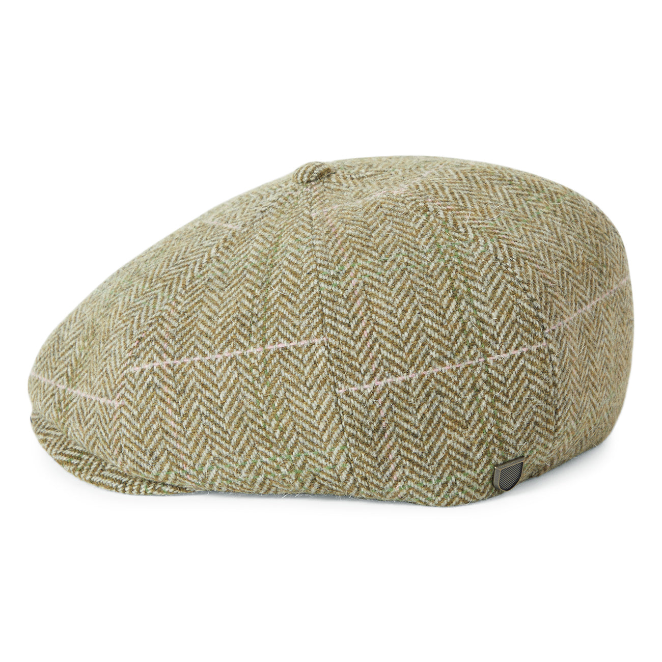 Gorra Newsboy redonda Brood ligera diseño de espiga de Brixton - Verde-Arena-Rosa
