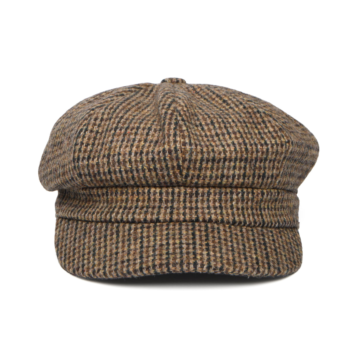 Gorra Baker Boy de mezcla de lana pata de gallo de Whiteley - Marrón