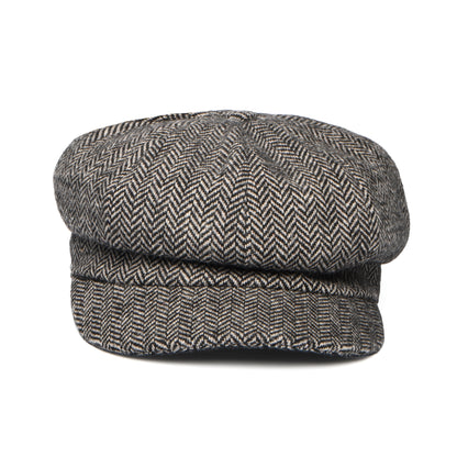 Gorra Baker Boy de mezcla de lana diseño de espiga de Whiteley - Gris