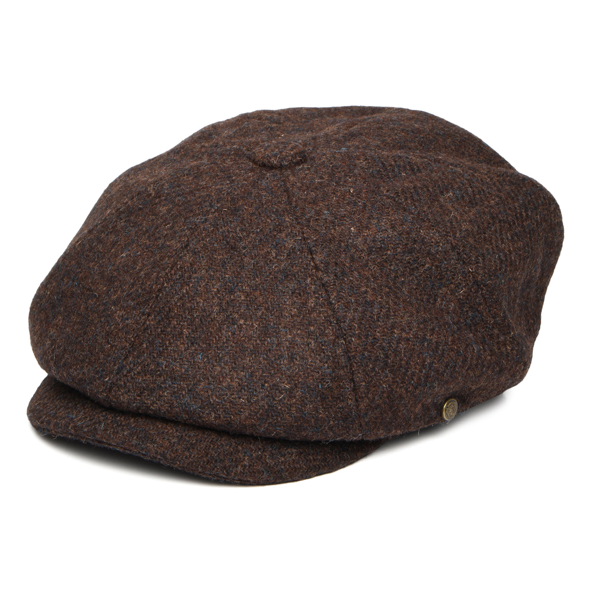 Gorra Newsboy redonda Carloway de Harris Tweed de Failsworth - Marrón