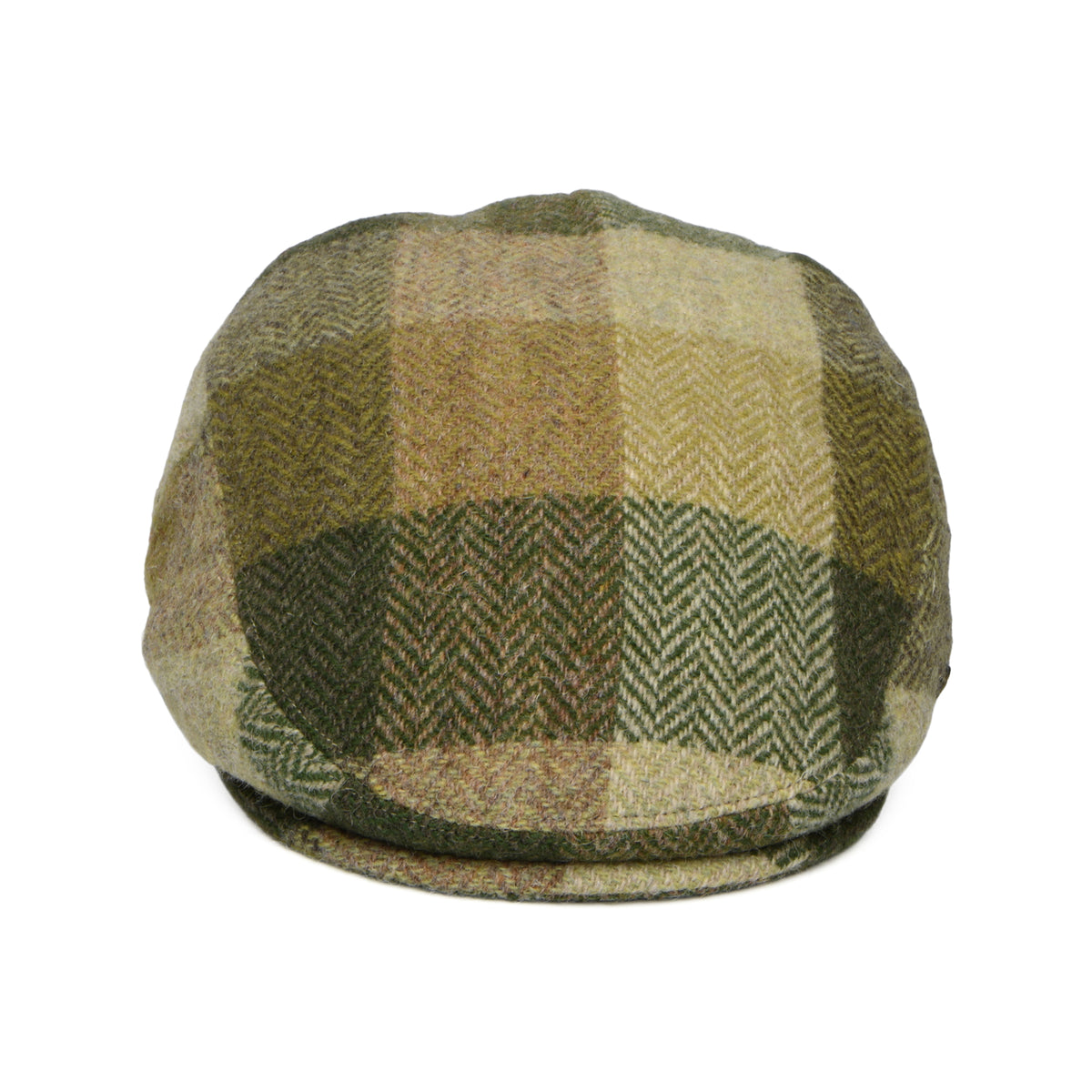 Gorra plana Stornoway de Harris Tweed de parches de Failsworth - Verde Musgo