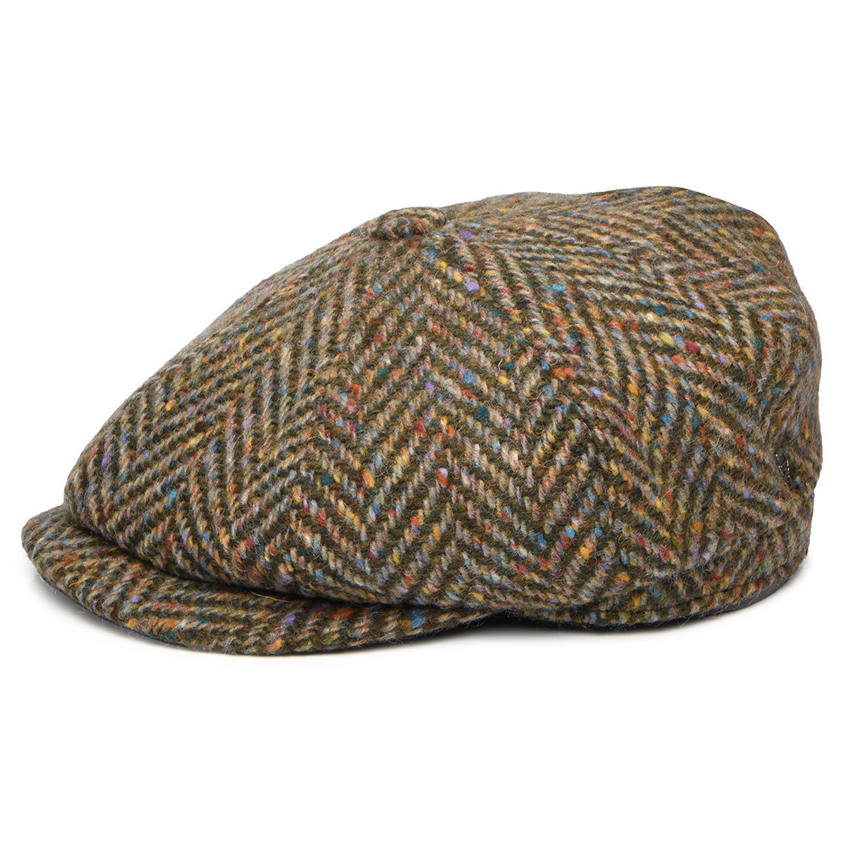Gorra Newsboy redonda ajuste profundo de Tweed Donegal diseño de espiga de City Sport - Verde Oliva