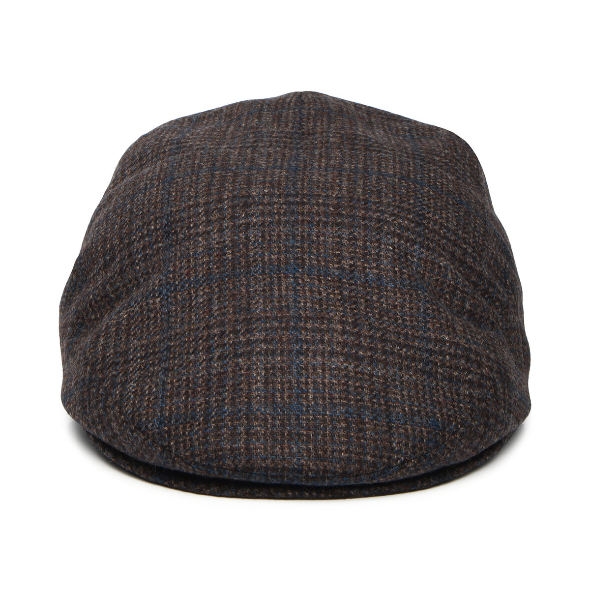 Gorra plana de lana-cachemira a cuadros de City Sport - Marrón Oscuro-Azul