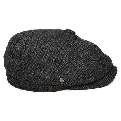 Gorra Newsboy redonda Brooklyn de lana británica diseño de espiga de Christys - Antracita