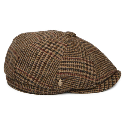 Gorra Newsboy redonda Field Heritage de lana británica Gun Check de Christys - Marrón
