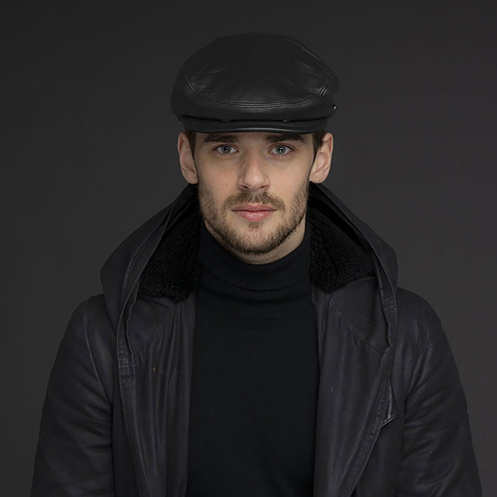 Gorra plana Stockton de piel de Bailey - Negro
