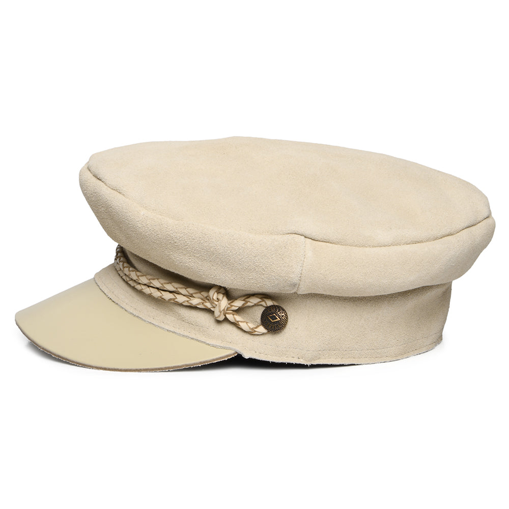 Gorra marinera Kayla Reserve de gamuza de Brixton - Crema