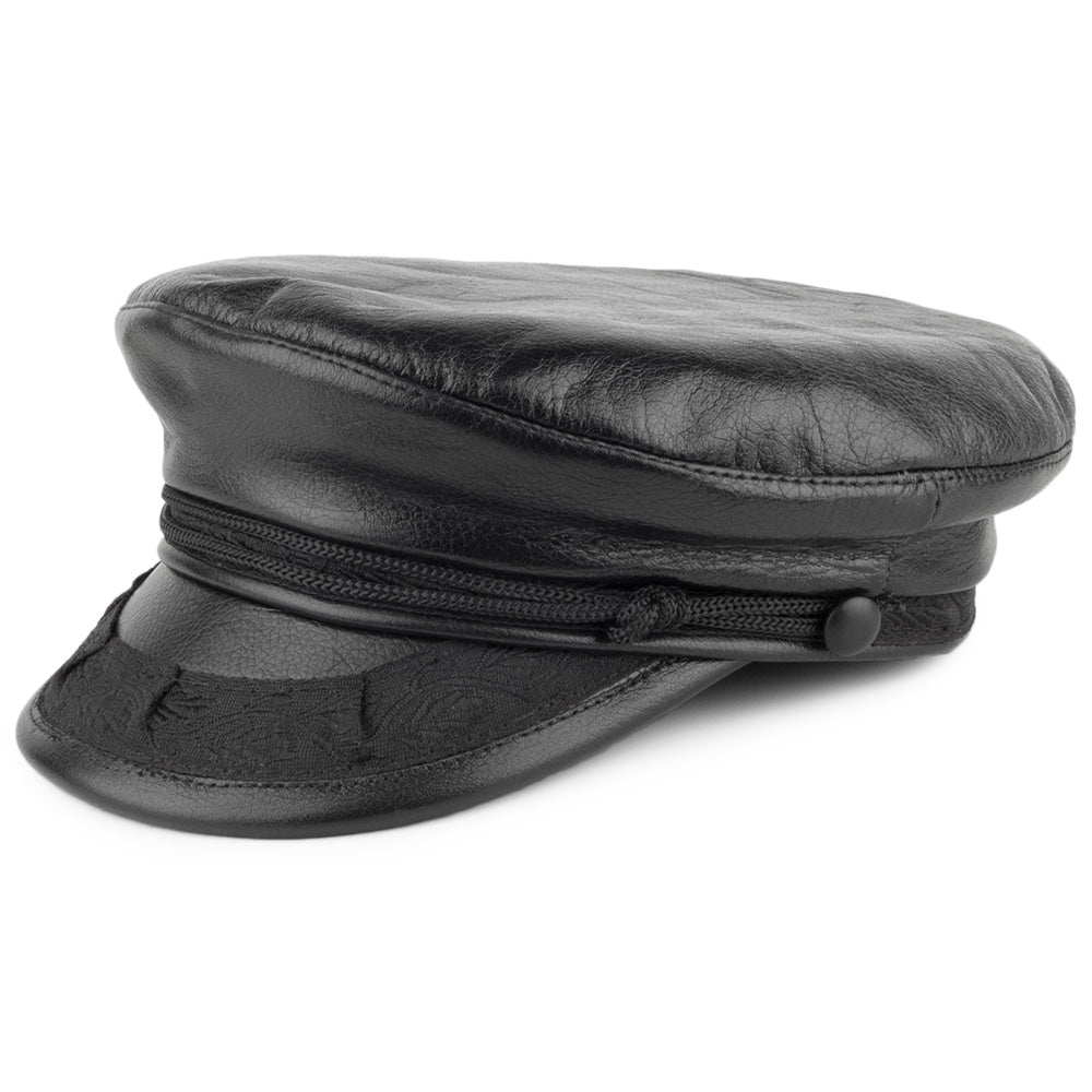 Gorra marinera griega de cuero de Jaxon & James - Negro