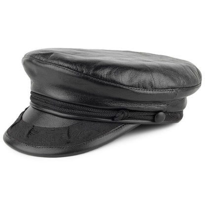 Gorra marinera griega de cuero de Jaxon & James - Negro