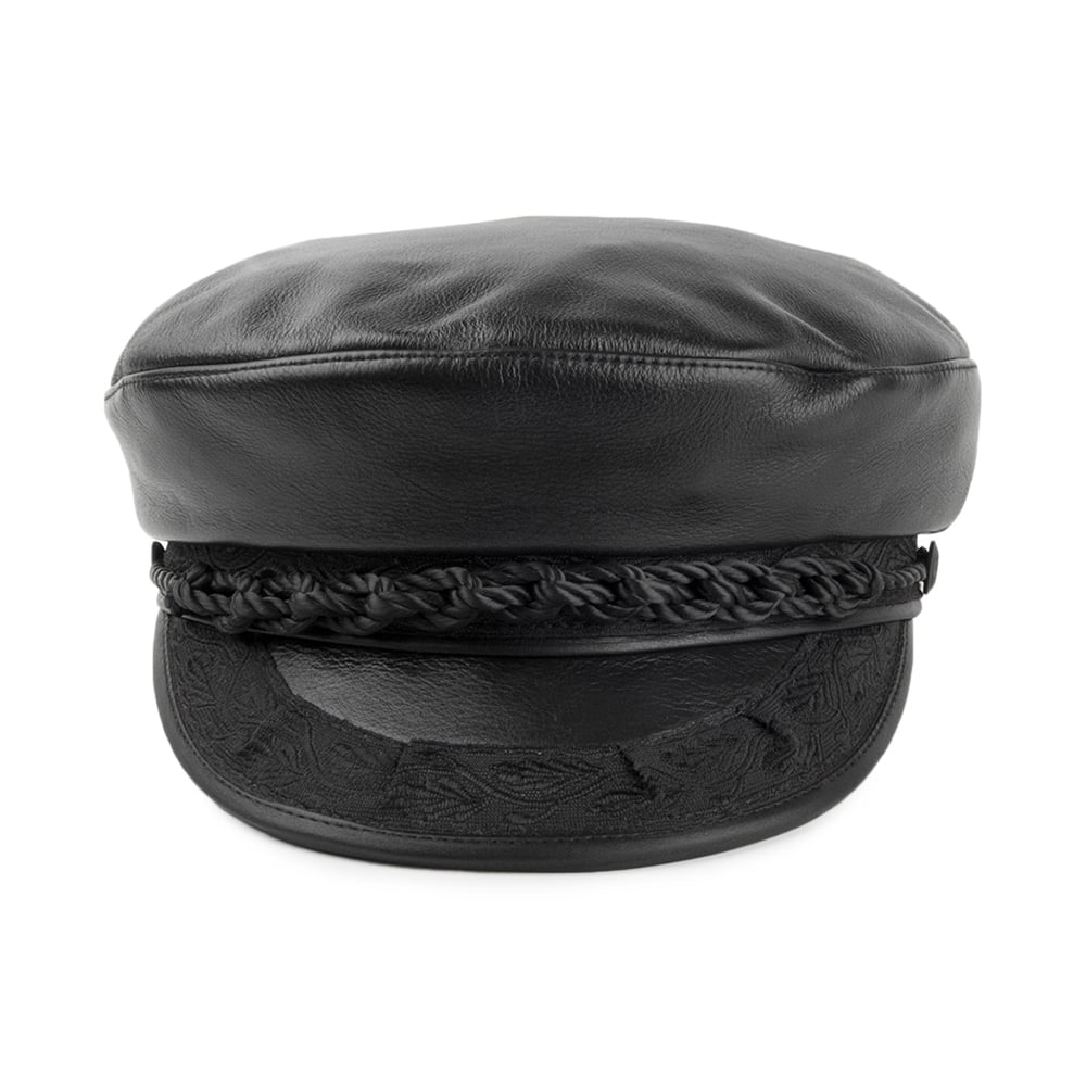 Gorra marinera griega de cuero de Jaxon & James - Negro