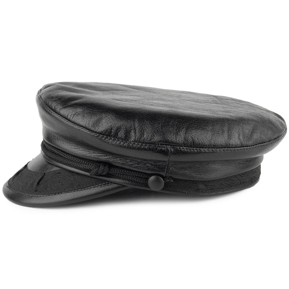 Gorra marinera griega de cuero de Jaxon & James - Negro