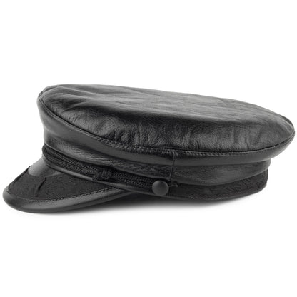 Gorra marinera griega de cuero de Jaxon & James - Negro