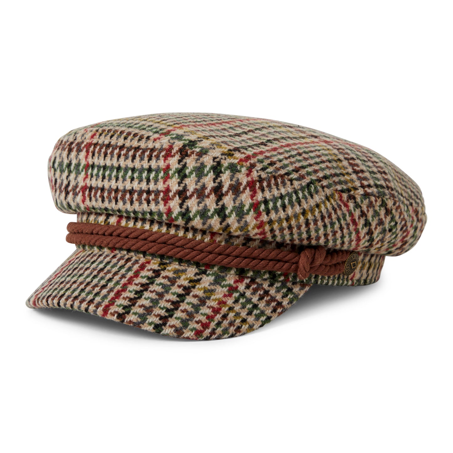 Gorra marinera pata de gallo de Brixton - Arena-Rojo-Verde Musgo