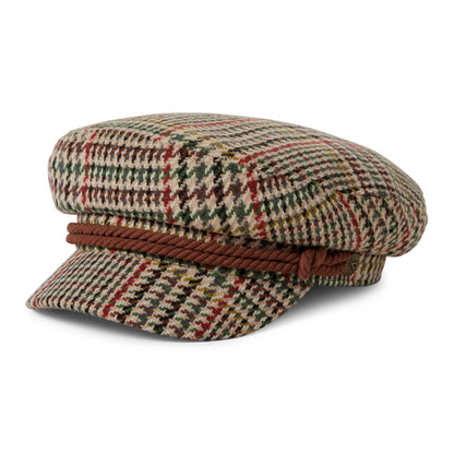 Gorra marinera pata de gallo de Brixton - Arena-Rojo-Verde Musgo