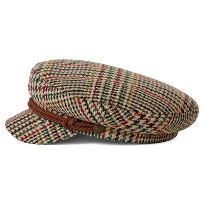 Gorra marinera pata de gallo de Brixton - Arena-Rojo-Verde Musgo