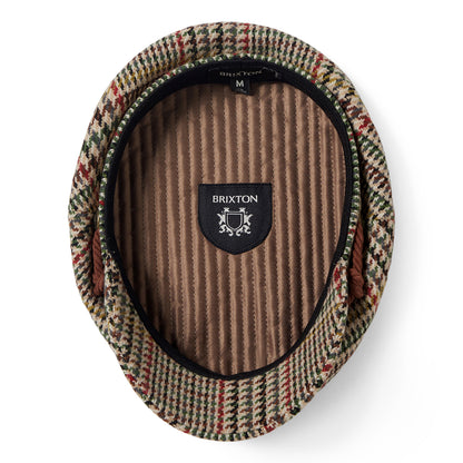 Gorra marinera pata de gallo de Brixton - Arena-Rojo-Verde Musgo