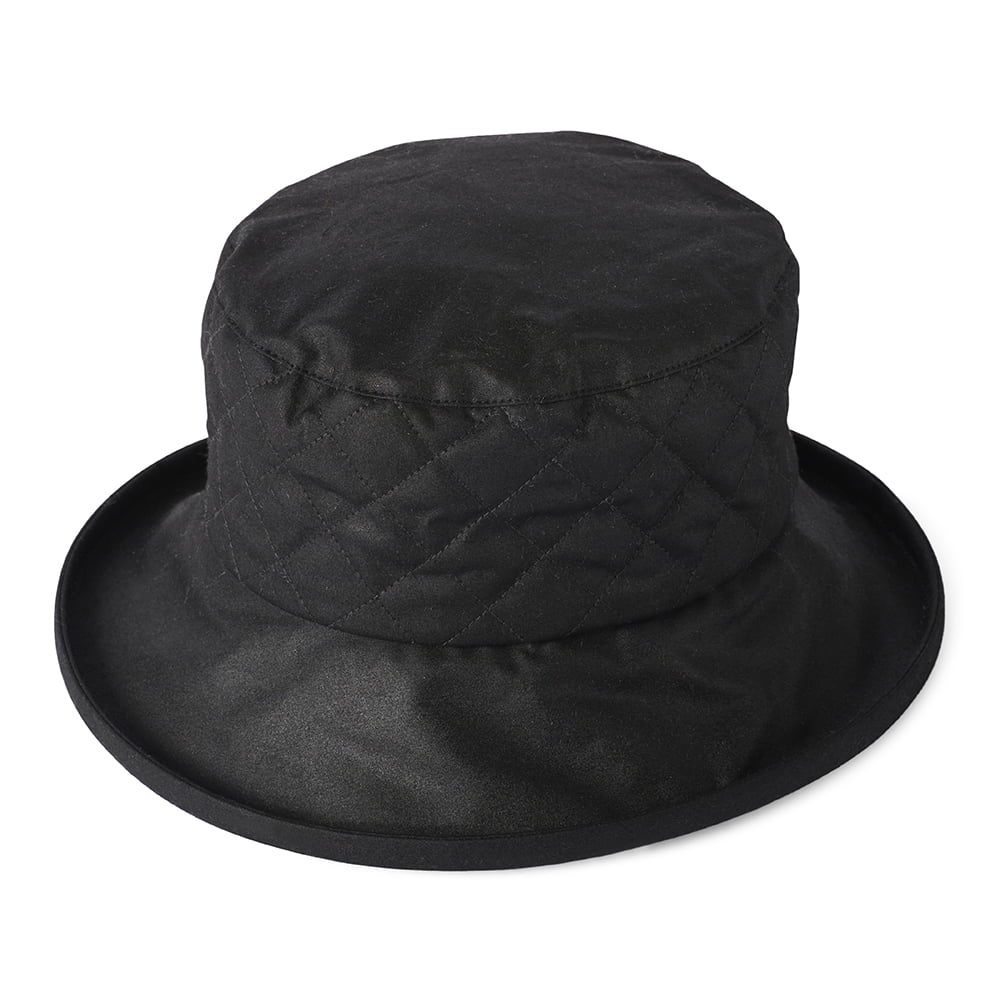 Sombrero de pescador acolchado de algodón encerado británico de Failsworth - Negro