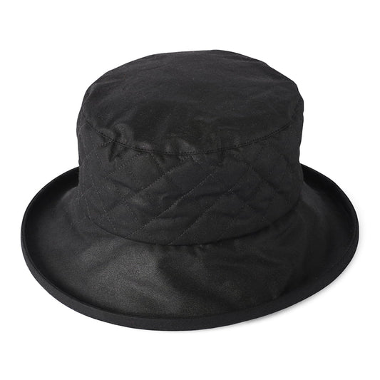 Sombrero de pescador acolchado de algodón encerado británico de Failsworth - Negro