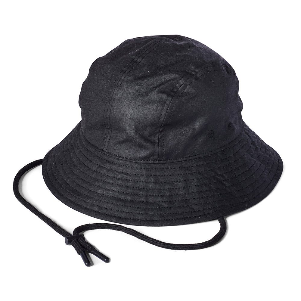 Sombrero de pescador Glasto de algodón encerado británico de Failsworth - Negro