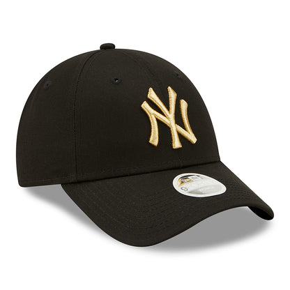 Gorra de béisbol mujeres 9FORTY MLB Metallic Logo New York Yankees de New Era - Negro-Dorado