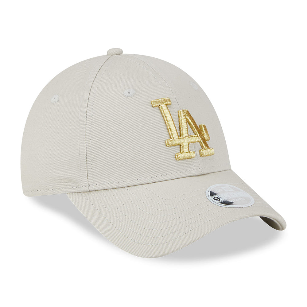 Gorra de béisbol mujeres 9FORTY MLB Metallic Logo L.A. Dodgers de New Era - Gris Piedra-Dorado
