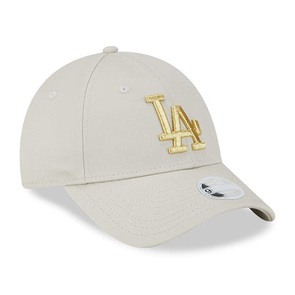 Gorra de béisbol mujeres 9FORTY MLB Metallic Logo L.A. Dodgers de New Era - Gris Piedra-Dorado