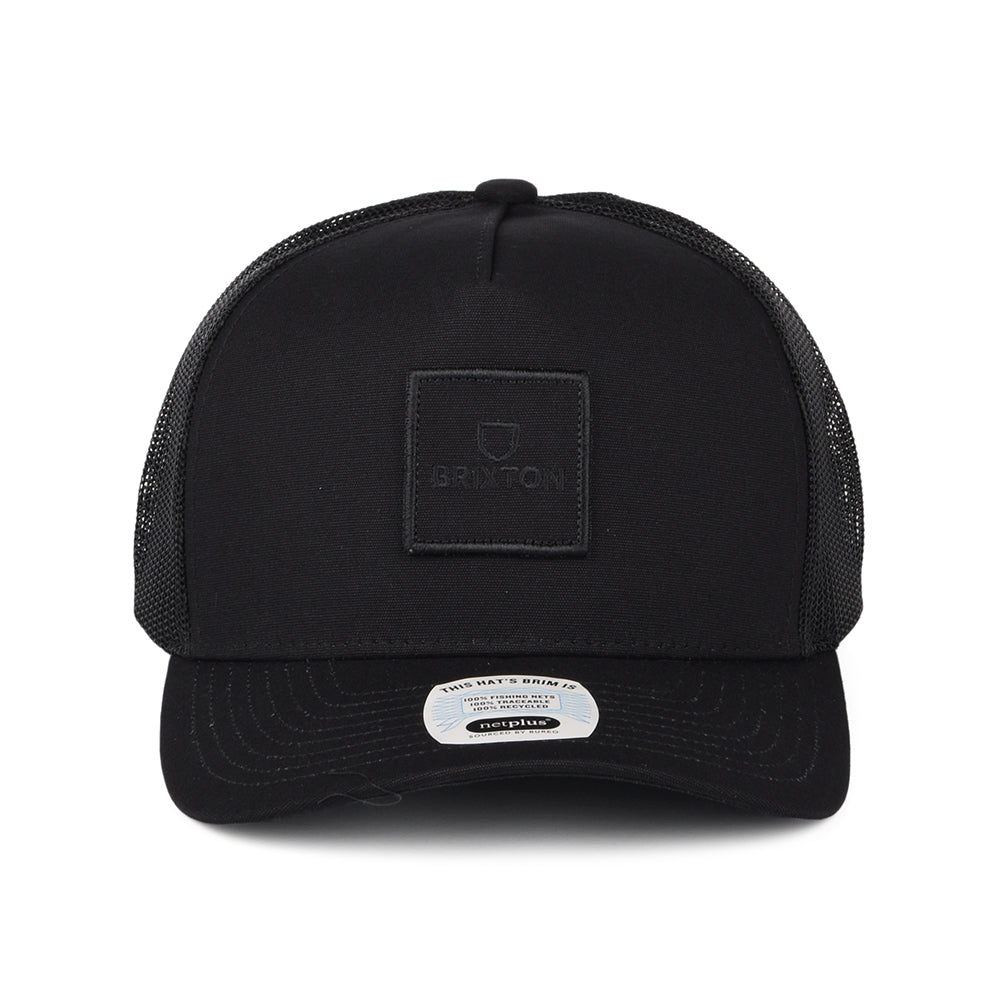 Gorra Trucker Alpha Block NetPlus MP de Brixton - Negro sobre Negro