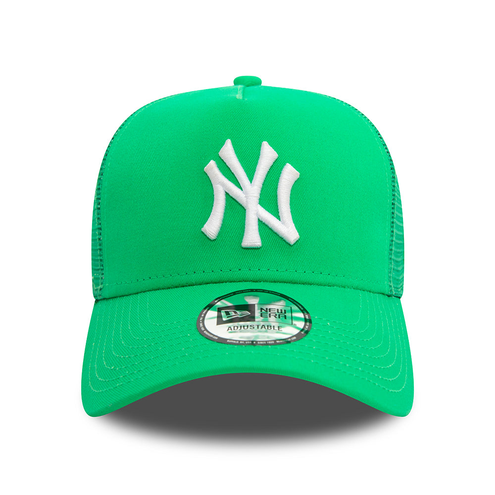 Gorra Trucker A-Frame MLB League Essential New York Yankees de New Era - Verde Brillante-Blanco