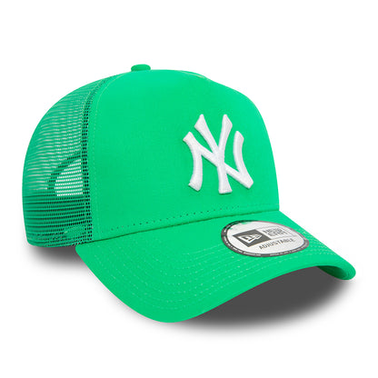 Gorra Trucker A-Frame MLB League Essential New York Yankees de New Era - Verde Brillante-Blanco