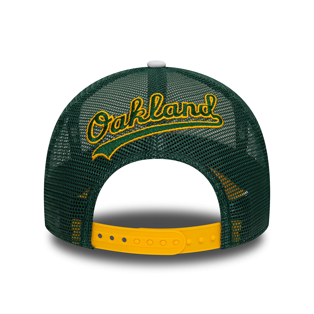 Gorra Trucker A-Frame MLB Logo Oakland Athletics de New Era - Blanco-Amarillo-Verde Oscuro