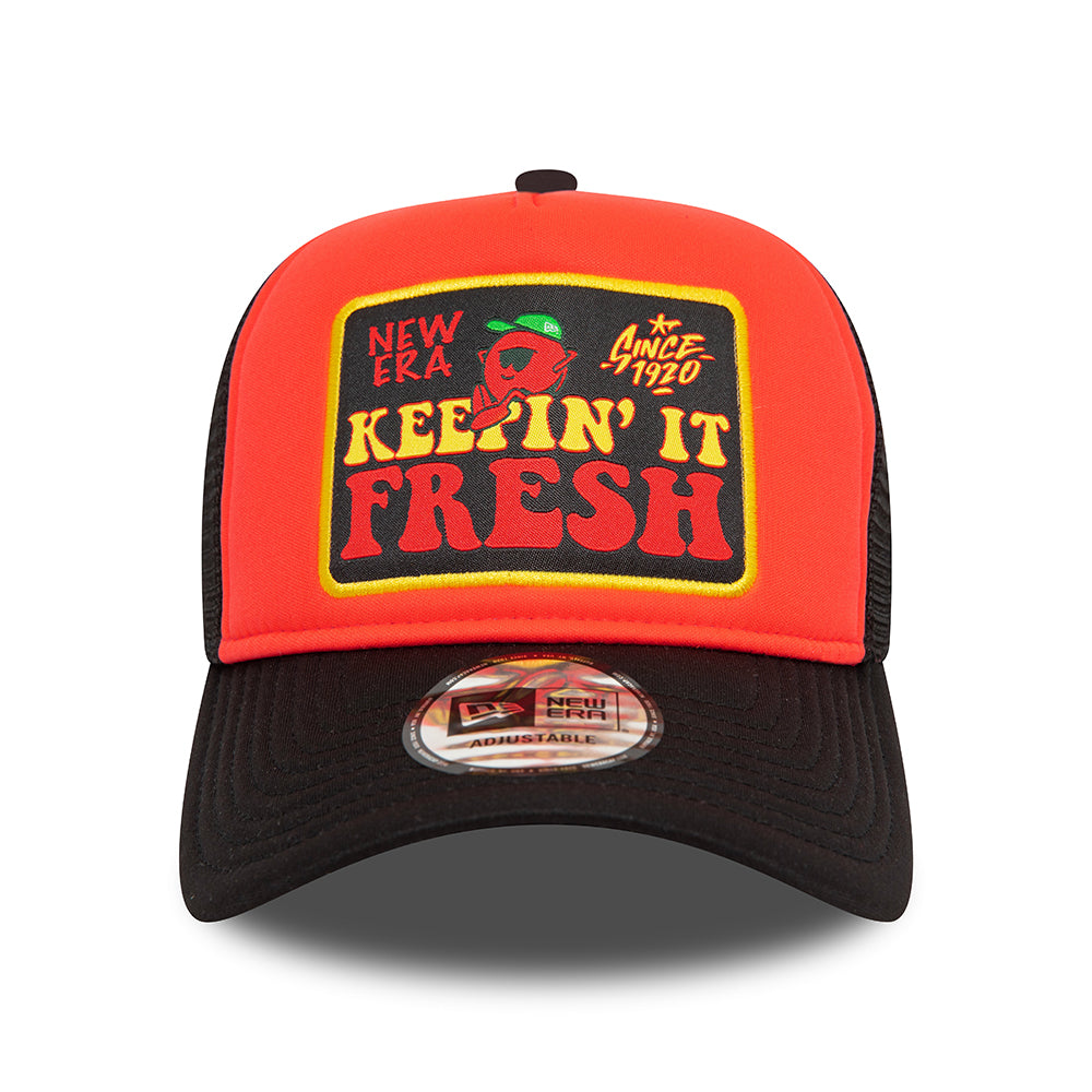 Gorra Trucker NE Patch A-Frame de New Era - Naranja-Negro