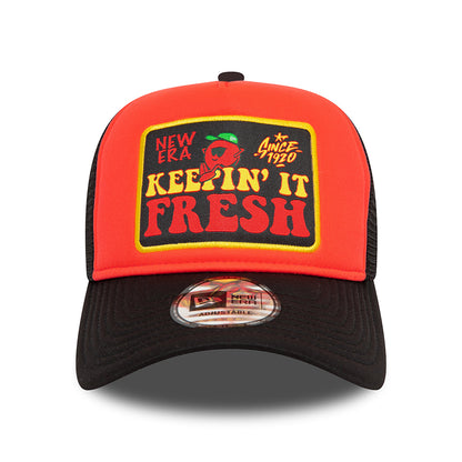 Gorra Trucker NE Patch A-Frame de New Era - Naranja-Negro