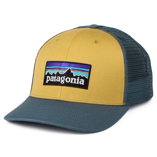 Gorra Trucker P-6 Logo de algodón orgánico de Patagonia - Mostaza-Azul Ahumado