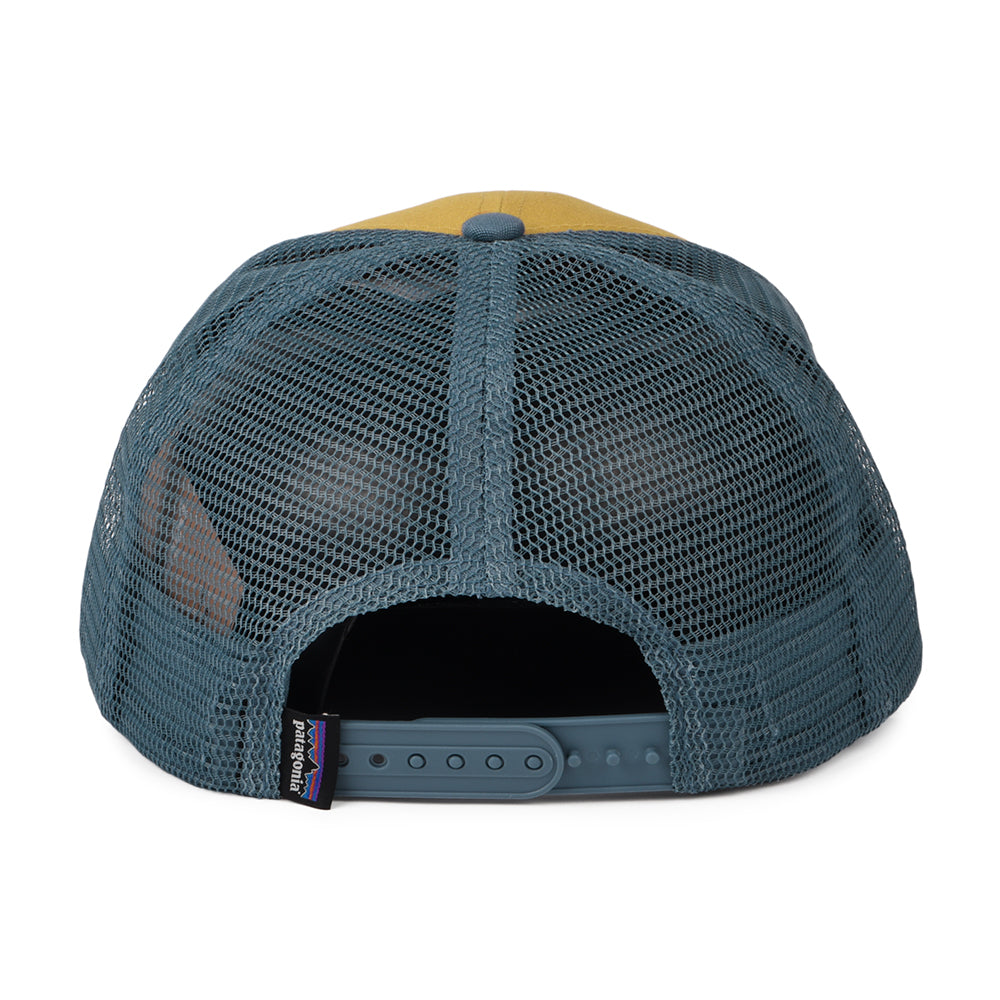 Gorra Trucker P-6 Logo de algodón orgánico de Patagonia - Mostaza-Azul Ahumado