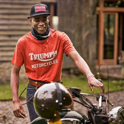 Gorra de béisbol Straggler visera plana de algodón de Triumph Motorcycles - Negro