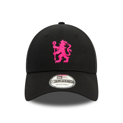 Gorra de béisbol 9FORTY Lion Crest Chelsea FC de New Era - Negro-Rosa Eléctrico