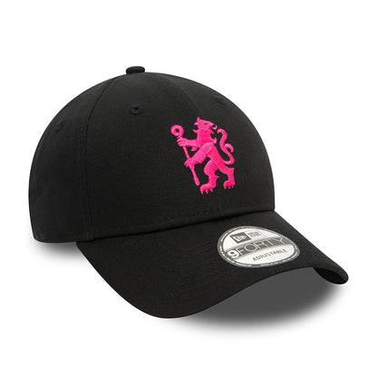Gorra de béisbol 9FORTY Lion Crest Chelsea FC de New Era - Negro-Rosa Eléctrico