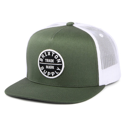 Gorra de camionero Oath MP de Brixton - Salvia Oscuro-Blanco