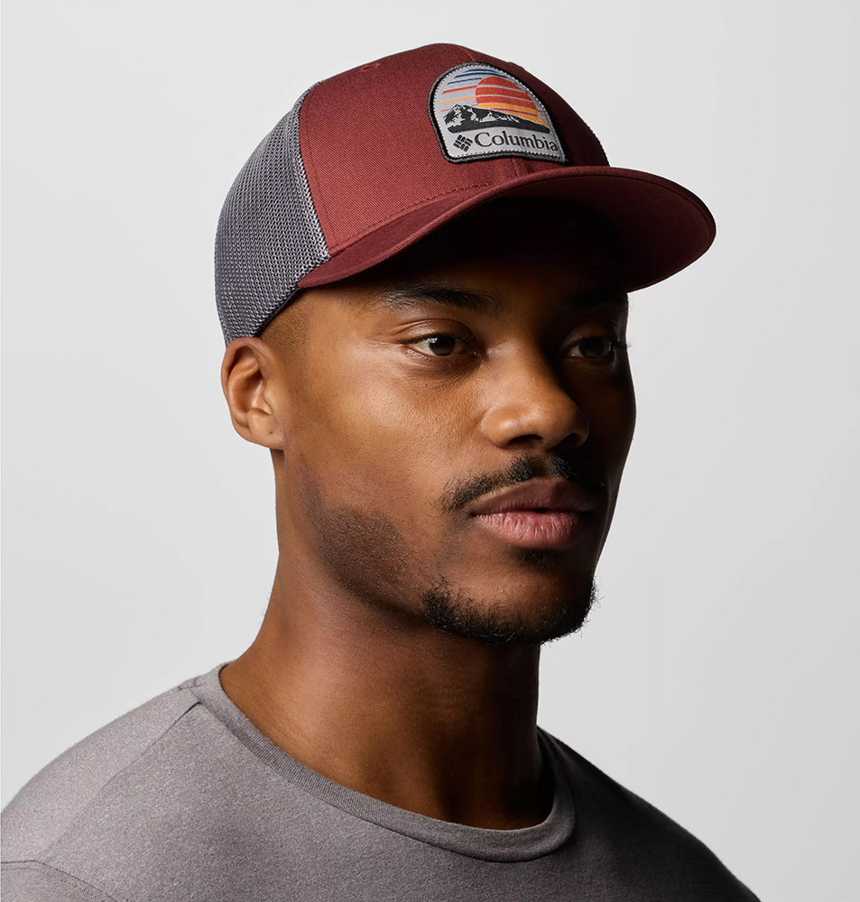 Gorra de camionero Peaceful Perspective Flexfit de Columbia - Vino-Gris
