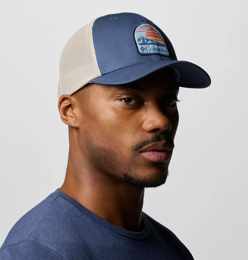 Gorra de camionero Peaceful Perspective Flexfit de Columbia - Azul Marino-Gris Piedra