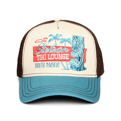 Gorra de camionero Tiki Lounge de Stetson - Crema-Verde Azulado-Marrón