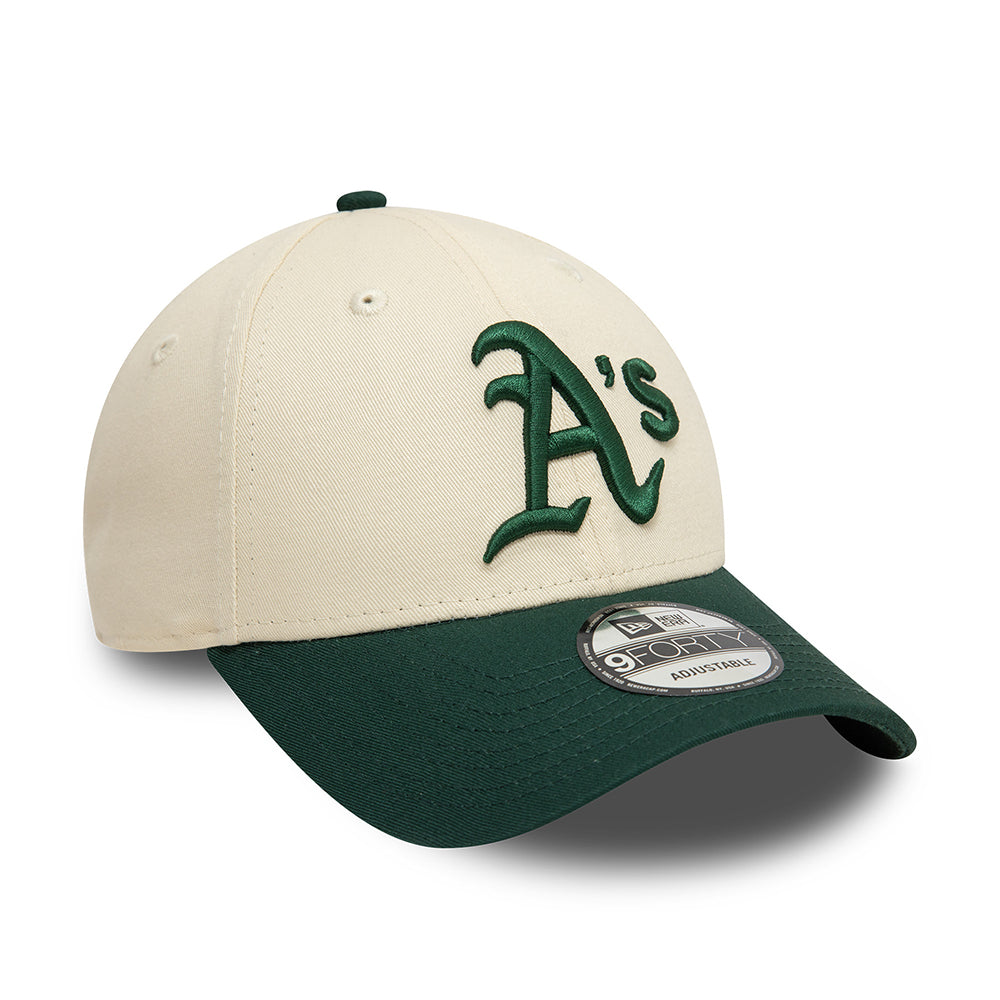Gorra de béisbol 9FORTY MLB Colourblock Oakland Athletics de New Era - Crema-Verde Oscuro