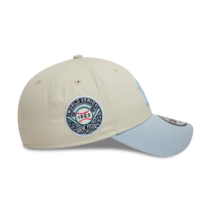 Gorra de béisbol 9FORTY - MLB World Series Patch New York Yankees de New Era - Blanco Marfil-Azul Claro