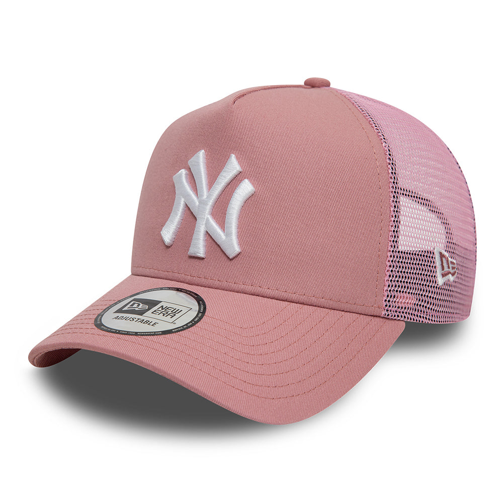 Gorra Trucker A-Frame MLB League Essential New York Yankees de New Era - Rosa Oscuro-Blanco