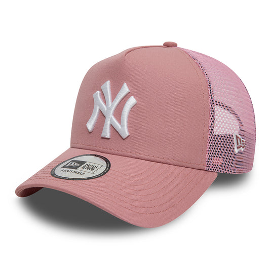 Gorra Trucker A-Frame MLB League Essential New York Yankees de New Era - Rosa Oscuro-Blanco